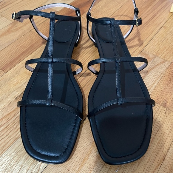 JCrew Abbie Leather Double Strap T-Strap Sandals Brand New